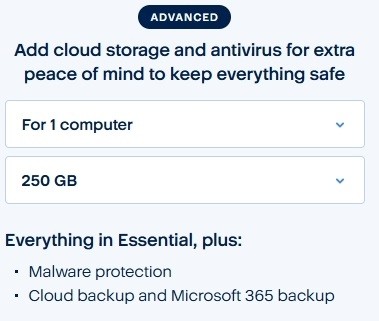 Acronis True Image Advanced, 1 Computer, 250 GB, 1 Year