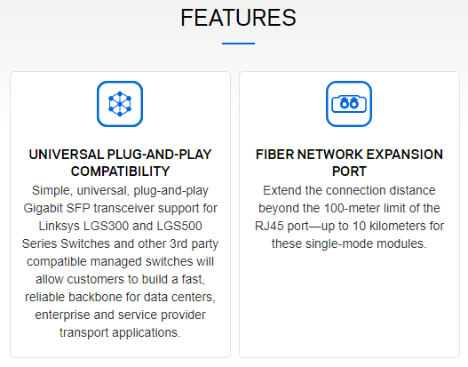 Linksys LACGLX 1000BASE-LX SFP Transceiver for Business