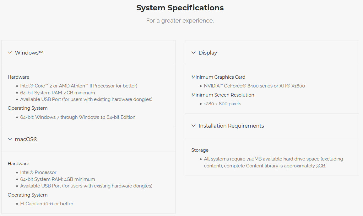 System Specifications
