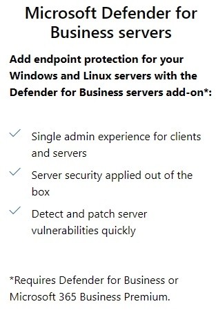 Microsoft Defender for Business servers