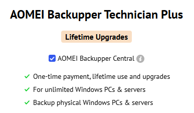 OMEI Backupper Technician Plus + AOMEI Backupper Central