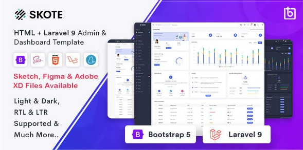 Skote - HTML Laravel Admin Dashboard Template