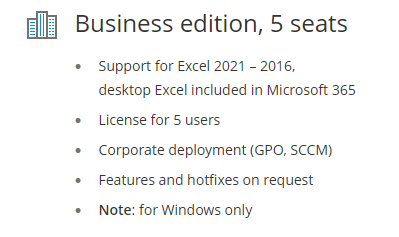 Ultimate Suite for Excel, Business